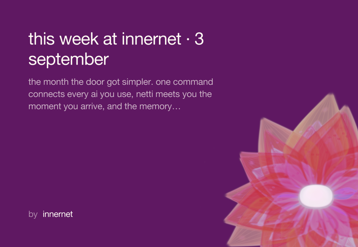 this week at innernet · 3 september