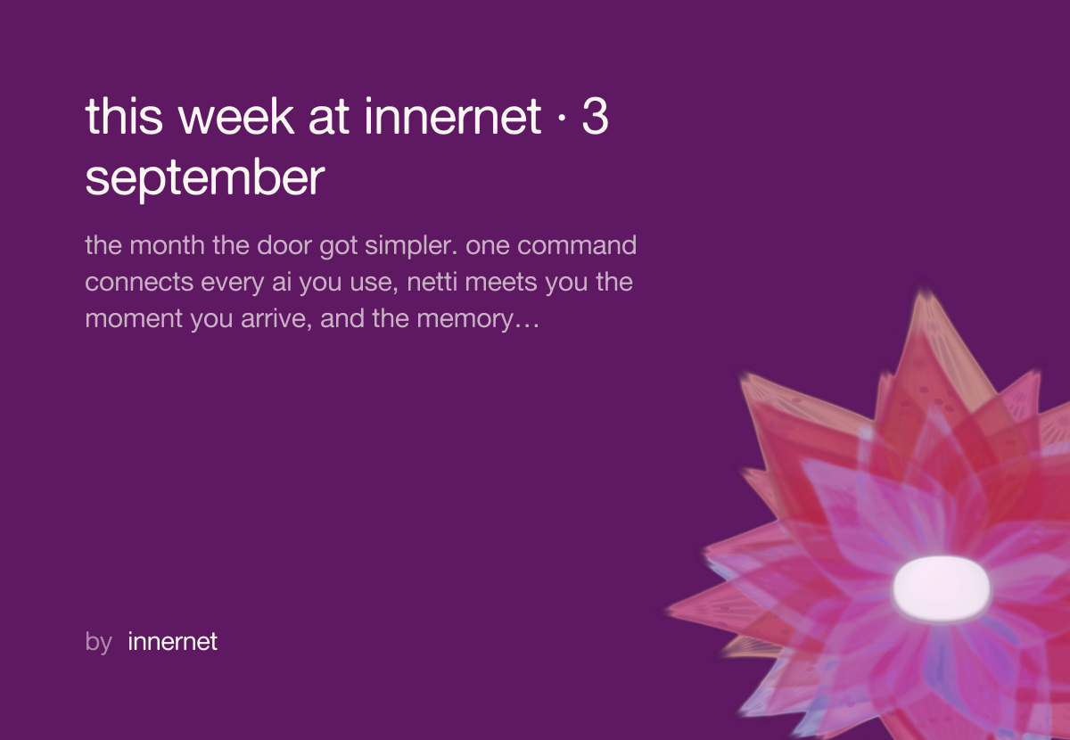this week at innernet · 3 september