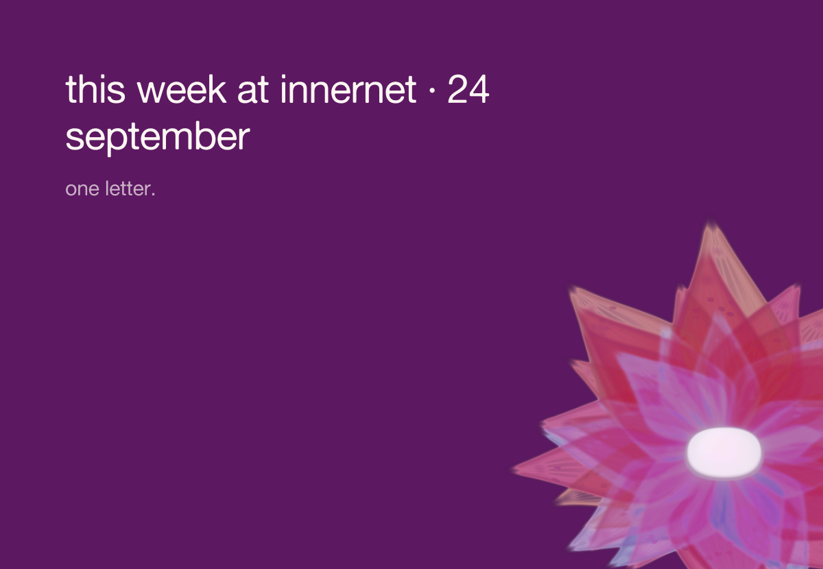 this week at innernet · 24 september
